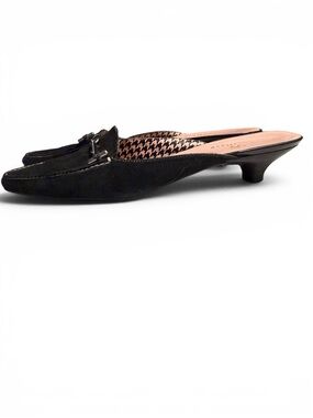 Cole Haan Black Suede Kitten Heels Mules 6.5B